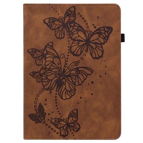 Чехол-книжка Butterfly Rose Embossed для Xiaomi Redmi Pad SE - коричневый