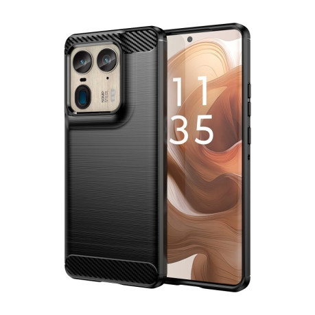 Протиударний чохол Brushed Texture Carbon Fiber на Motorola Edge 50 Ultra - чорний