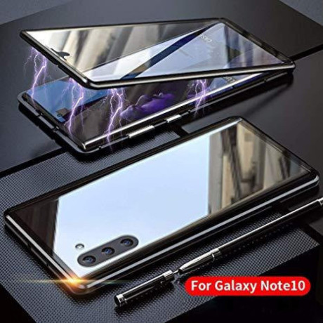 Двусторонний магнитный чехол Magnetic Angular Frame Tempered Glass на Samsung Galaxy Note 10 - черный