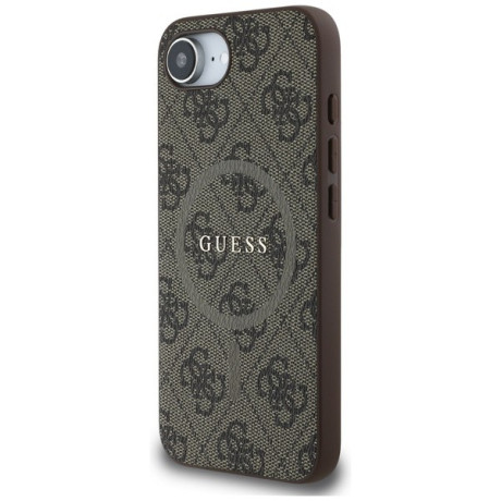 Оригинальный чехол Guess 4G Ring Classic MagSafe для iPhone 16e - Brown