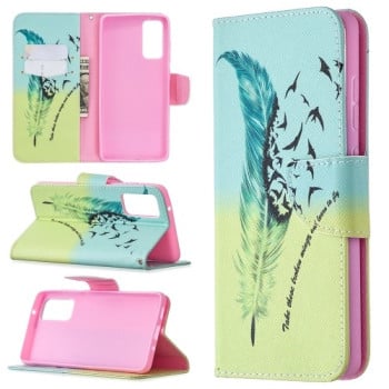 Чехол-книжка Colored Drawing Series на Samsung Galaxy S20 FE - Feather Birds