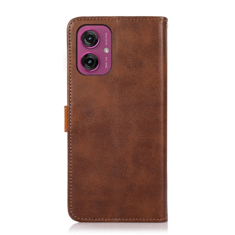 Чехол-книжка KHAZNEH Dual-color Cowhide для Motorola Moto G55 5G - коричневый