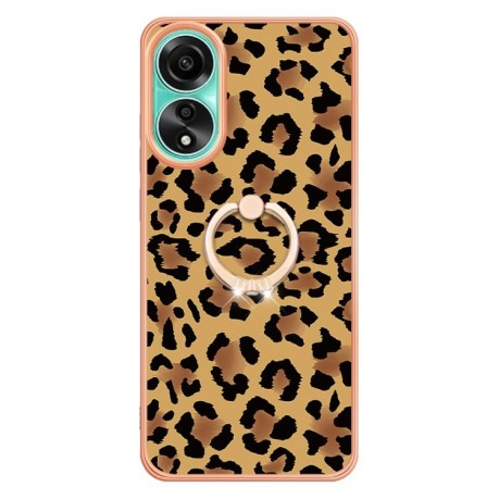 Протиударний чохол Electroplating Dual-side IMD with Ring Holder для OPPO A78 4G - леопард