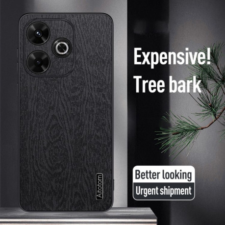 Чехол Tree Bark Leather Shockproof для Xiaomi Redmi 13 4G - синий