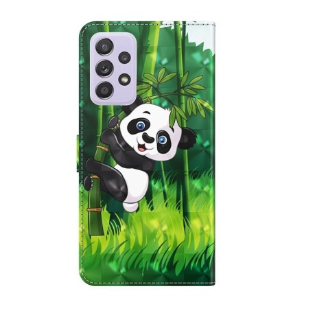 Чехол-книжка 3D Painting для Samsung Galaxy A13 4G - Panda Climbing Bamboo