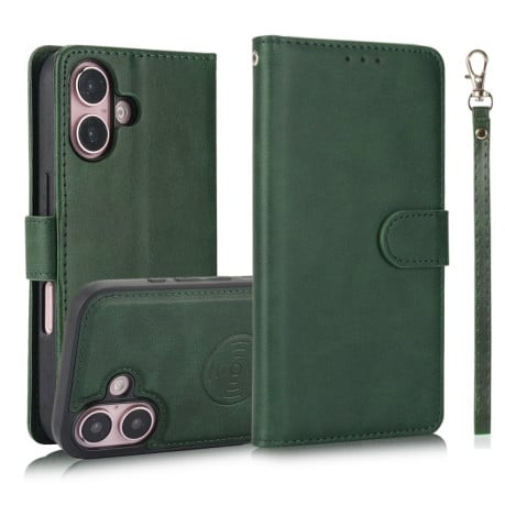 Чехол-книжка Calf Texture 2 in 1 Detachable Magnetic на iPhone 16 - зеленый