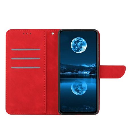 Чехол-книжка Stitching Embossed с магнитным хлястиком на Infinix Smart 10 Plus 4G — красный