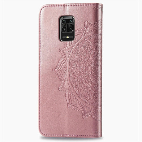 Чехол-книжка Mandala Embossing на Xiaomi Redmi Note 9S - розовое золото