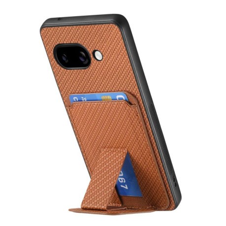 Протиударний чохол Carbon Fiber Card Bag для Google Pixel 9a - коричневий