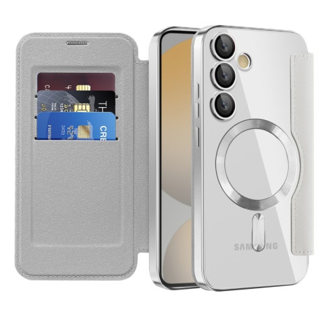 Чехол-книжка Shield MagSafe RFID Anti-theft Leather для Samsung Galaxy S24 FE 5G - серый