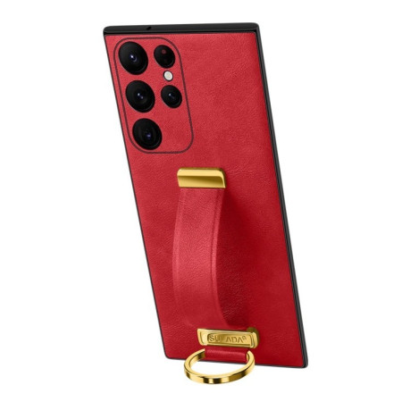 Противоударный чехол SULADA Leather Texture Skin Feel Shockproof для Samsung Galaxy S24 Ultra - красный