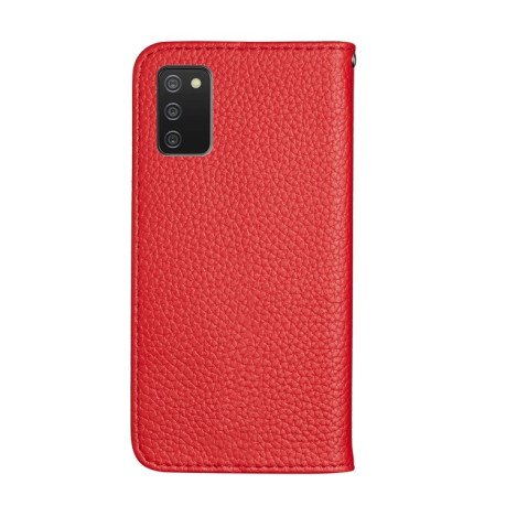 Чехол-книжка Litchi Texture Solid Color на Samsung Galaxy A03s - красный