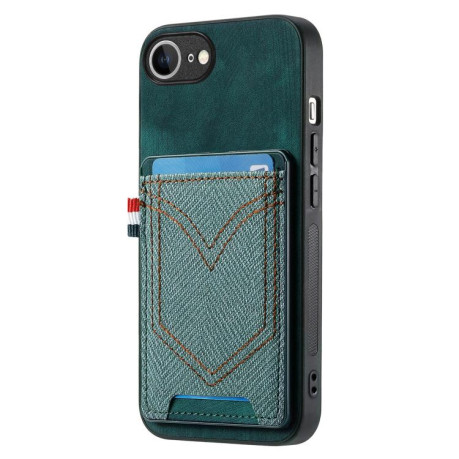 Чехол Denim Texture Leather Skin на iPhone 16e - зеленый