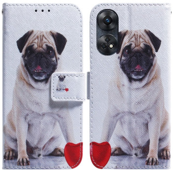 Чехол-книжка Coloured Drawing для OPPO Reno8 T 4G - Pug