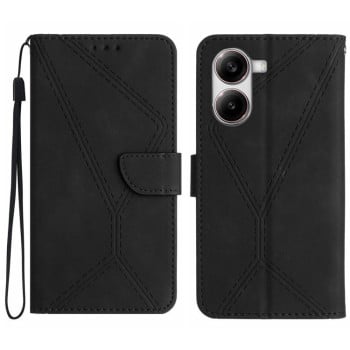 Чехол-книжка Stitching Embossed Leather для Xiaomi Poco X7 Pro - черный