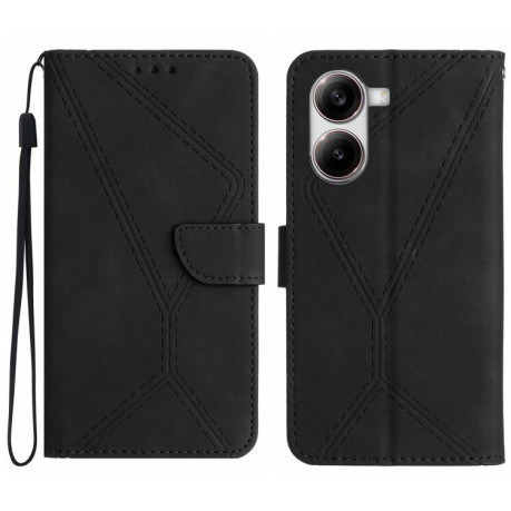 Чехол-книжка Stitching Embossed Leather для Xiaomi Poco X7 Pro - черный