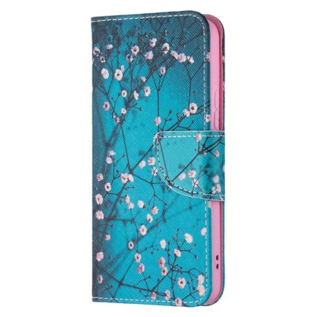Чехол-книжка Colored Drawing Pattern для Samsung Galaxy S22 5G - Plum Blossom