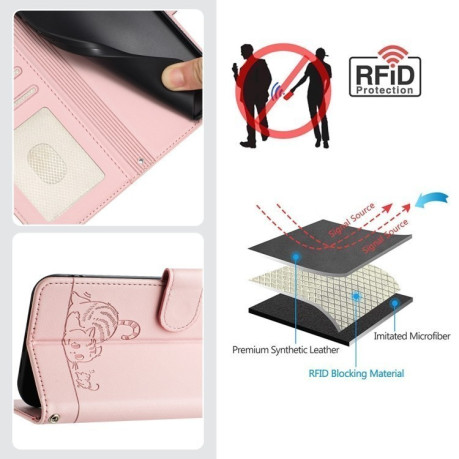 Чохол-книжка Cat Embossing Pattern на Infinix Smart 8 - рожевий