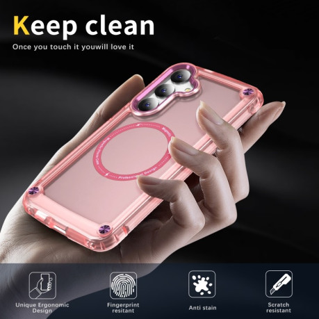 Противоударный чехол Skin Feel MagSafe Magnetic для Samsung Galaxy S24 5G - розовый