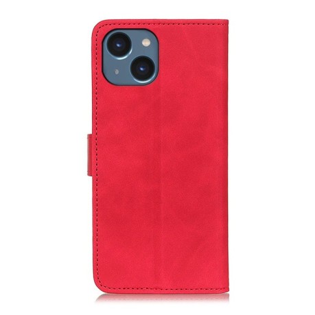 Чехол-книжка KHAZNEH Cowhide Texture на iPhone 15 Plus - красный
