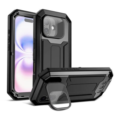 Противоударный чехол R-JUST защита камеры + подставка на iPhone 17 - черный