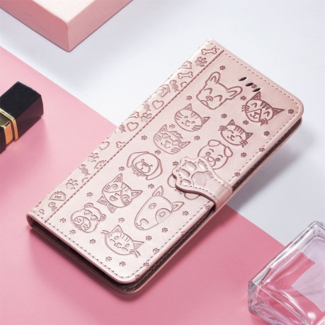 Чехол-книжка Lovely Cat and Dog для Xiaomi Redmi 10 - розовое золото