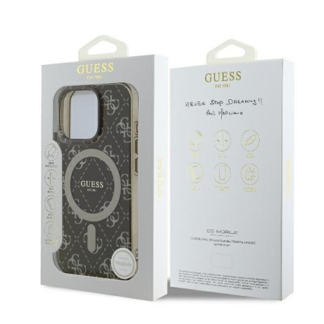 Оригінальний чохол Guess IML 4G Background MagSafe для iPhone 16 Pro Max - Brown