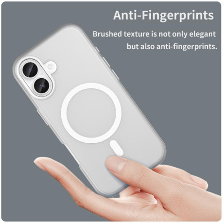 Противоударный чехол MagSafe Frosted Translucent TPU + PC для iPhone 17 - белый