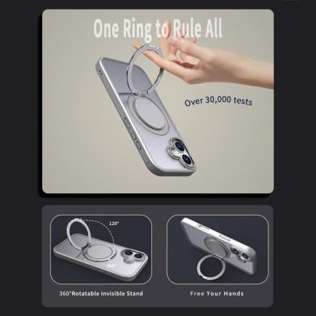 Чехол Kalebol с подставкой 360 и MagSafe на iPhone 17 - серый