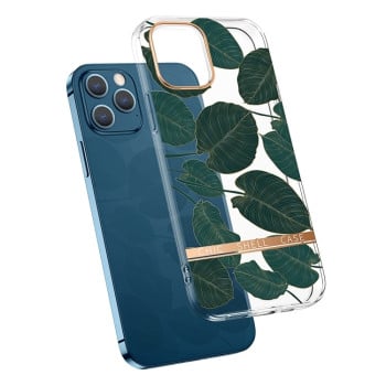 Противоударный чехол Electroplating Flower Pattern для iPhone 14 Pro  - Banana Leaf
