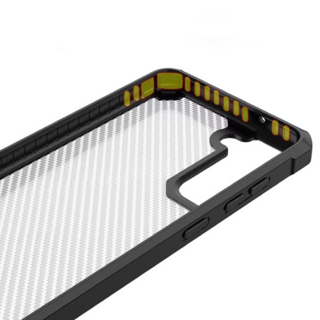 Ударозащитный чехол Transparent Carbon Fiber Texture на Samsung Galaxy S21 FE - синий