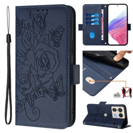 Чехол-книжка Magnetic RFID Anti-theft Leather для Motorola Edge 50 5G Global - синий