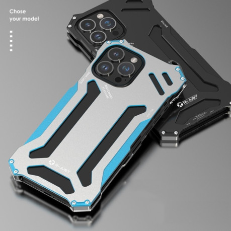 Противоударный металлический чехол R-JUST Armor Metal на iPhone 14 Plus - синий