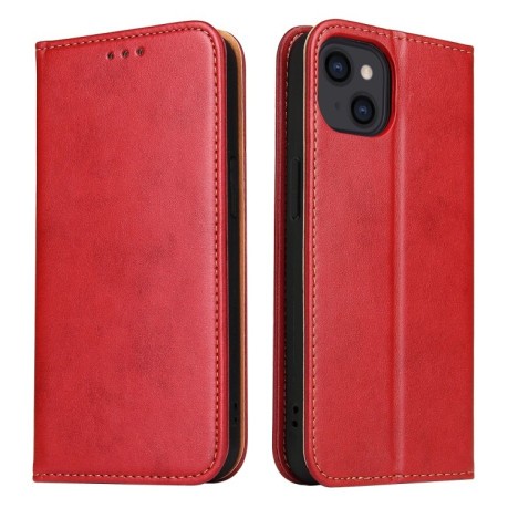 Шкіряний чохол-книжка Fierre Shann Genuine leather на iPhone 14/13 - червоний