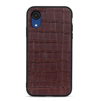 Противоударный чехол Crocodile Texture для Samsung Galaxy A03 Core - коричневый