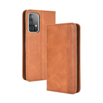 Чехол-книжка Magnetic Buckle Retro Crazy Horse Texture на Samsung Galaxy A72 - коричневый