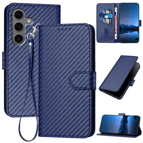 Чохол-книжка Carbon Fiber Texture на Samsung Galaxy S25+ 5G - синій