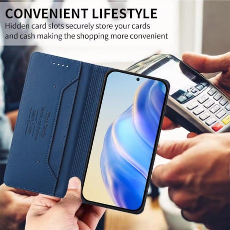Чохол-книжка RC01 Dual-Folded Magnetic Suction RFID Leather на Infinix Note 60 / 60 Pro — темно-синій