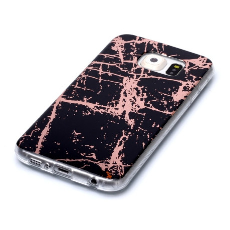 Чехол Plating Marble Pattern для Samsung Galaxy S6 edge - черно-золотой