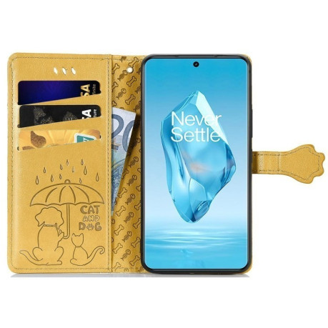 Чохол-книжка Cat and Dog для OnePlus 12R - жовтий