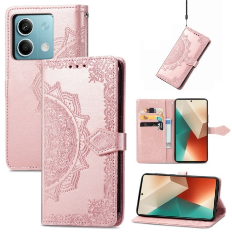 Чохол-книжка Mandala Embossing Pattern на Xiaomi Redmi Note 13 5G - розовое золото