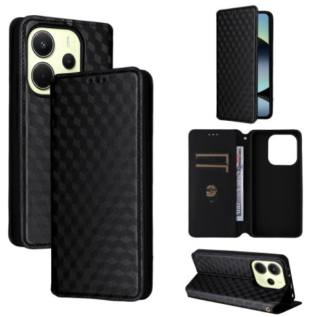 Чехол-книжка Cubic Grid Texture Flip Leather для Xiaomi Redmi Note 14 4G 164.84mm - черный