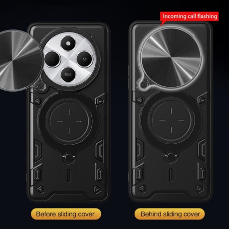 Чохол протиударний CD Texture Sliding Camshield Magnetic Holder на Redmi 14C 4G/Poco C75/Redmi A4 5G - червоний
