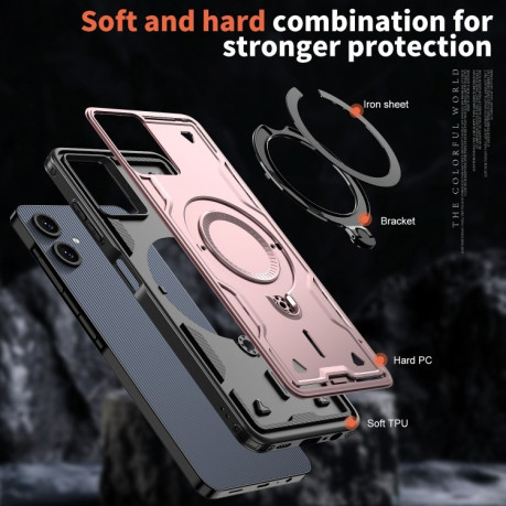 Протиударний чохол MagSafe Holder Armor PC Hybrid  для Samsung Galaxy A06 4G - рожеве золото