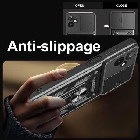 Противоударный чехол Sliding Camshield для Samsung Galaxy M06 5G / F06 5G - черный