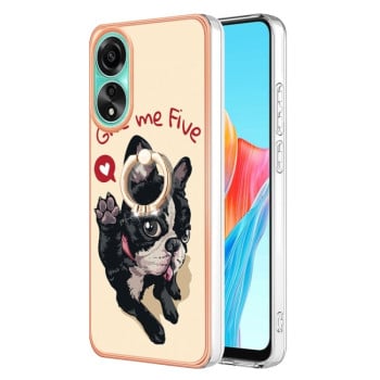 Противоударный чехол Electroplating Dual-side IMD with Ring Holder для OPPO A78 4G - Dog