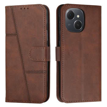 Чехол-книжка со строчкой и фактурой Calf на Tecno Spark 40C — коричневый