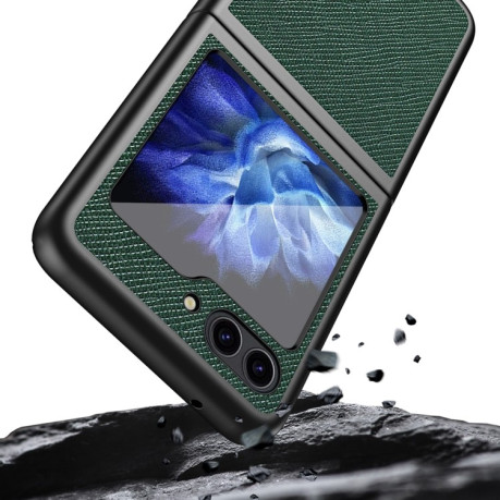 Противоударный чехол Cross Texture All Inclusive для Samsung Galaxy Flip 5 - зелёный