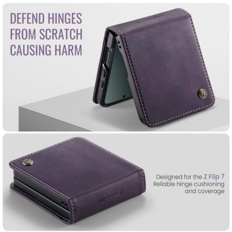 Чохол-книжка CaseMe 033 з фактурою Calf та захистом від сканування RFID на Samsung Galaxy Filp 7 5G - фіолетовий