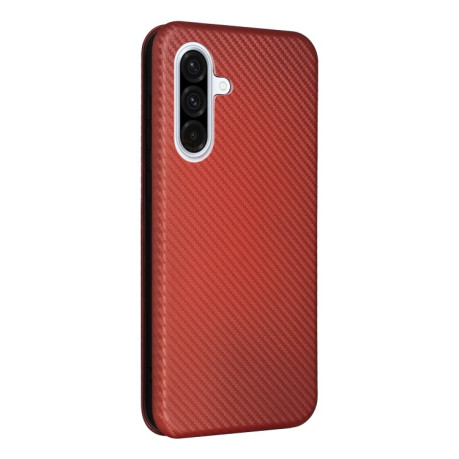 Чехол-книжка Carbon Fiber Texture на Samsung Galaxy A36 - коричневый